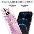 Case for iPhone 12 / iPhone 12 Pro Marble Pattern Hybrid Hard Back Soft TPU Bumper Case Cover with Ring Holder Stand. 