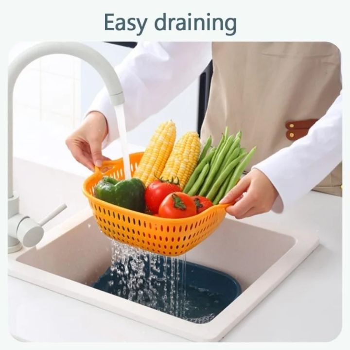 New 2in1 Double Layer Drain Basket Fruit Tray Storage Basket Wash ...