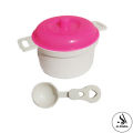 Barbie Kitchen Set 8 Pcs Cookware Toy For Kids Girls - 4 Pcs Plastic Cooking Pots With 4 Pcs Plastic Cuterly - Approx. 4 Inch - Pink. 