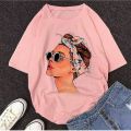 Pop Art Sketch Aesthetic Cotton Half Sleeves O Neck T Shirt For Women/T-Shirt For Girls. 