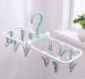 12-CLIPS FOLDING PLASTIC CLOTHES CLIP FRAME, SOCKS, UNDERWEAR & BABY CLOTHES HANGER. 