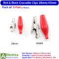 Red & Black Crocodile Clips 28mm/45mm – Strong Alligator Clamp Connectors for Battery, Multimeter & DIY Electronics (5 Pairs or 10 Pcs) by Electrica. 