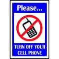 Turn Off Your Cell Phone Caution Sign Safety Vinyl Stickers. 