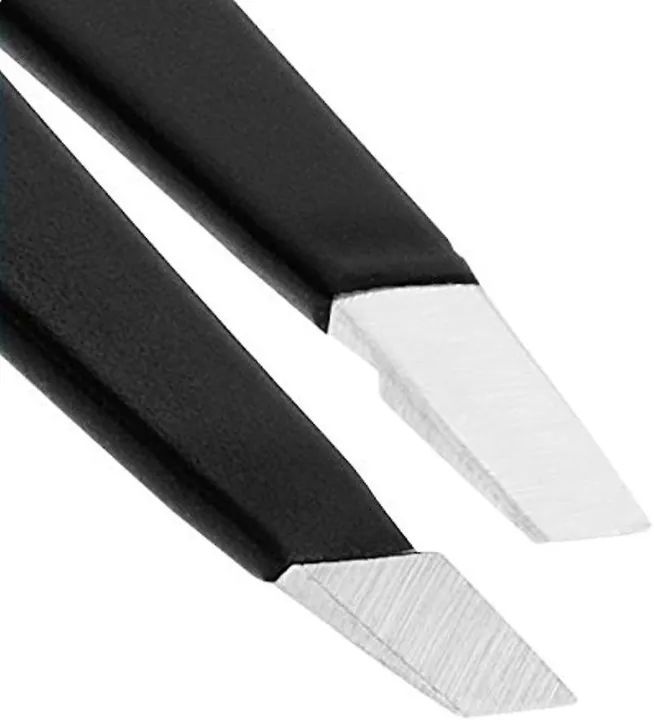 AESCO%20INSTRUMENTS%20Eyebrow%20Tweezers%20Stainless%20Steel%20Facial%20Hair%20Removal%20Tweezer's%20Tweezers%20in%20Black%20Matte%20with%20Slanted%20Tip%20for%20Easy%20Plucking%20For%20Girls%20-%20Image%203