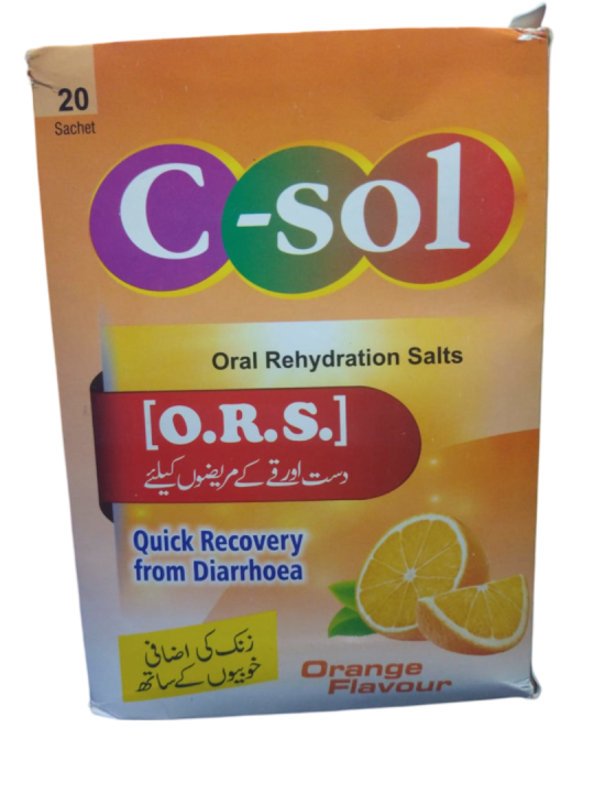 C-sol ORS Orange Flavour 20 Sachets Pack
