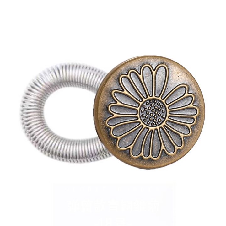 10Pcs Trousers Pants Stretch Spring Button Universal Sewing Tool Extender Accessories Jeans Button 17mm Metal Elastic Waist Extension