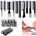 M.sale 10 pieces Black Professional Combs Hair Salon Hair Styling Barbers Comb Set Kit Rat Tail Comb Special Offer Professional Comb Set. 
