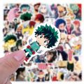 50PCS My Hero Academia Shoto Todoroki Stickers Cosplay Bakugou Katsuki Midoriya Izuku PVC Waterproof Stickers Gifts for Kids. 