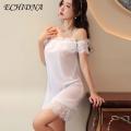 ECHIDNA Women Night Dress Night Dress Women Lace Off Shoulder Nightgown High Elastic Comfortable Slim Fit Sleepwear Nightwear Women Sleepwear. 