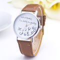 Women Whatever Im Late Anyway Letter Round Dial Faux Leather Strap Quartz Watch. 