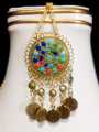 Gold Plated Multicolor Afghan Style Necklace Set with Coins – Traditional Handmade Ethnic Jewelry. 