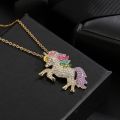 FASH 1*Set Girl Lucky Unicorn Necklace / Bracelet / Adjustable Ring / Stud Earrings Fashion Jewelry Luxury Color Diamond Horse Jewelry. 