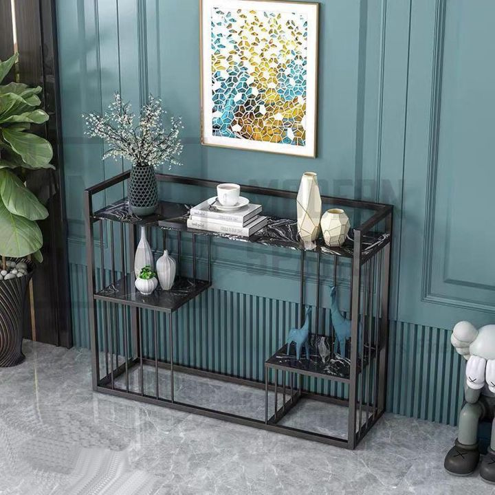 New%20Console%20Table%20in%20Golden%20Finish%20Modern%20Console%20Table%20with%20Storage%20shelf%20%20Marble%20effect%20Tabletop%20&%20Metal%20Frame%20-%20Image%202