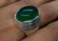 Yemeni Natural Sabz Aqeeq Mens Ring Sterling Silver 925 Green Agate Ring Handmade Green Carnelian Ring Chandi Ring Sabaz Akik Ring Hakik Ring Aqiq Ring. 