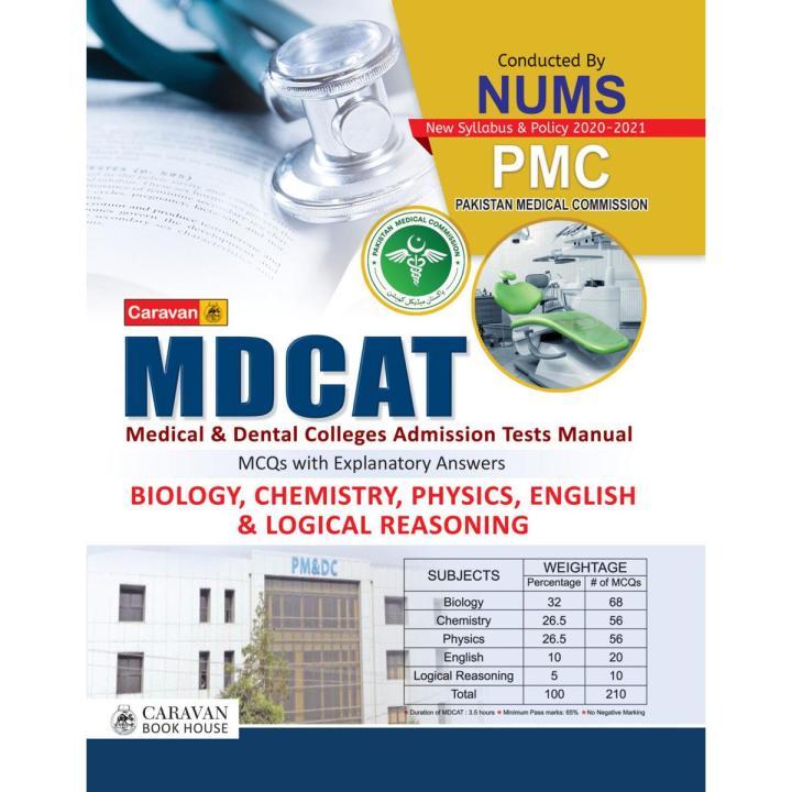 MDCAT Medical And Dental College Admission Test Manual Guide With Explanatory Answers Of Biology Chemistry Physics English And Logical Reasoning Conducted By NUMS With New Syllabus and Policy of PMC By Caravans Book House