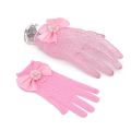 Kids Party Lace Pearl Fishnet Gloves Communion Flower Girl Party Gloves Children's Glove High Elasticity Mesh Bow Gloves. 