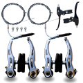 Mountain Bike Linear V-Brake Set Front and Rear Bike Brakes Set Universal Bike Brakes Mountain Bike Replacements for Most Bicycles and 2 Pieces Mountain Bike Brake Cables and brake Levers. 