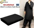 Black soft Cotton Unstitched Suit For Men/black Shalwar Kameez. 