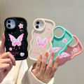 Hontinga for Vivo Y03 Y18 Y18E Y18S Back Cover Pink Butterfly Pattern Luxury Phone Cover Soft Silicone Macaron Wave Mobile Case. 
