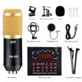 BM800 Condenser Microphone With V8s Sound Card, Bm 800 Mic Arm Stand Shock Mount Pop Filter for Studio Recording & ASMR Live steaming Gaming Maik - Black. 