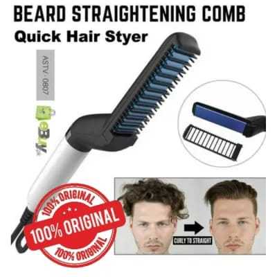 Beard Straightener Men Quick Beard Straightener Styler Comb  Multifunctional Hair Curling Curler Show Cap Tool