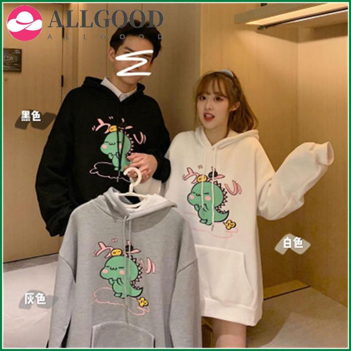 【ALLGOOD】Autumn and winter new fashion brand sweater female student loose plus velvet pullover hooded couple wear ins jacket tide