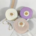 Vintage Flower Graphic Round Straw Bag Floral Decor Lightweight Shoulder Beach Bag Mini Straw Crossbody Bag. 
