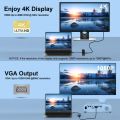 Type C to HDMI VGA Adapter Converter USB C 3.1 to HDMI+VGA+Audio Converter 3 in 1 USBC Hub Use for Mobile Phones and PC/Macbooks. 