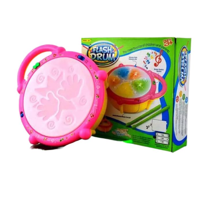 Cute light and music flash drum toy set - multi color