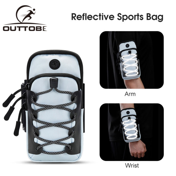 Outtobe Sports Armbands Fitness Reflective Arm Bag Pouch Sport Bag Running Arm Bag Waterproof Mobile Phone Bag Waist Bag Shoulder Bag Outdoor Sport  Wrist Bag Exercise Workout Running Crossbody Pouch Bag