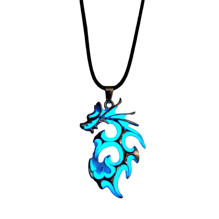 Luminous Dragon Necklace Glowing Night Fluorescence Silver Necklace for Party