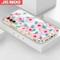 JIUMOO For Tecno Spark 8 Pro Case Cartoon Fashion Flower Side Edge Square Pattern Luxury Plating Phone Case Full Camera Casing Shockproof Protection Cases Soft Back Cover Softcase. 