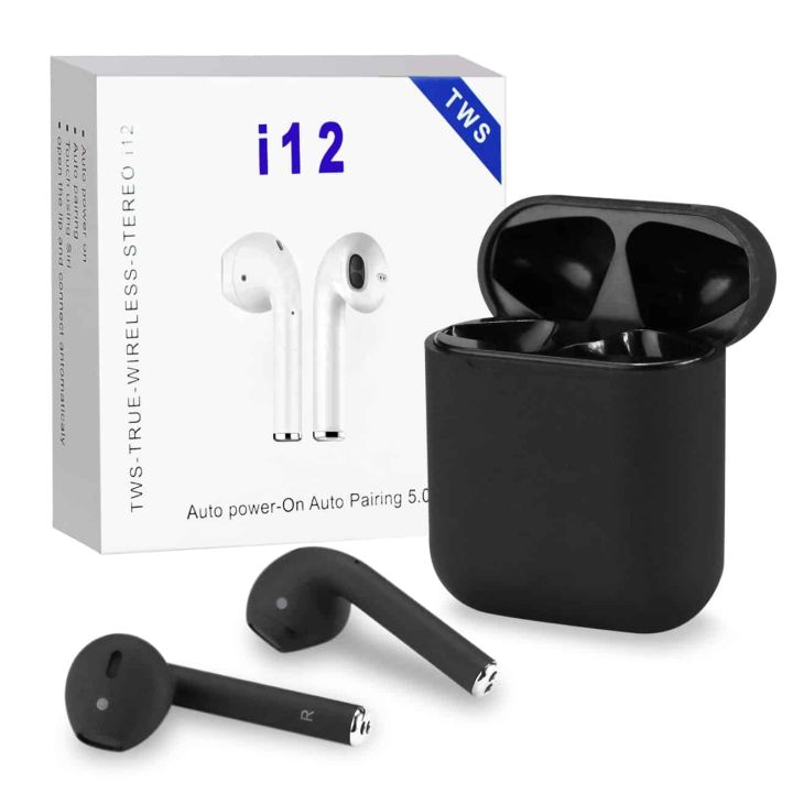 inPods i12 True Wireless earbuds Stereo BT V5.0 Dual Air Buds PRo- Bluetooth Earphones ear buds with Power Bank For Android ios - Black / White