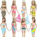 5 Set Random Swimsuits Swimwear Bikini / One Piece Swimming Beach Bathing Dollhouse Lovely Accessories Clothes for Barbie Doll. 