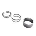 Pack of 3 Adjustable Aesthetic Circular Rings for Girls and Women Set of Alloy Metal Rings Wedding Jewelry Gift for Girls. 
