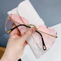 Pc Frameless Cut Edge Sunglasses Trimming Metal Tac Square Sunglasses Round Face Sunglasses for Round Face No Make Female Appear Thin Take Care Of Your Eyes. 