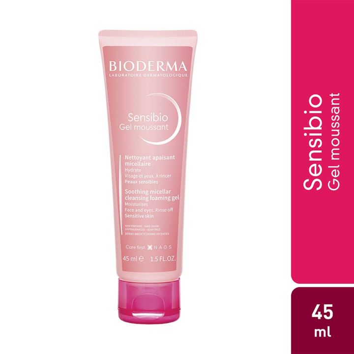 Bioderma Sensibio Gel Moussant 45ml - Gentle Cleansing Gel for Sensitive Skin - Soothing & Hydrating