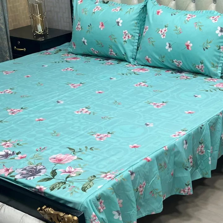 Elegant%20Floral/Leaf/Bamboo%20Pattern%20Cotton%20Bed%20Sheet%20Set%20-%20Soft%20Hypoallergenic%20Fabric%20-%20Double/Queen%20Size%20-%20Image%207