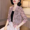 Bingirl Women Coat Patchwork Round Neck Long Sleeve Zipper Jackets Fashion Printed Sun Protection Clothes. 