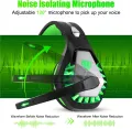GH-1 Gaming Headset for PS5, PS4, Xbox One, Xbox One S, PC, Nintendo Switch, Mac, Laptop, 3.5mm Wired Pro Stereo Over Ear Gaming Headphones with Noise Cancelling Mic, LED Light, Green. 
