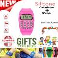 LED calculator electronic watch For boys Girls rubber wrist Watch. 