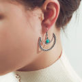 Quasar Trendy Faux Turquoise Earrings Shimmering Moon Dangle Earrings Hypoallergenic Lightweight Jewelry Gift for Women Style Women Earrings. 