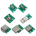 Mini USB to DIP Connector with PCB Board, Micro-USB,USB 2.0,Type C,USB B,USB 3.0,16 Models Socket Adapter Set. 