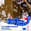 8-Hole Bubble Gun Machine - Massive Bubble Gattler Toy gun With Bubble liquid for Kids - Automatic Electric Bubble Maker Machine glue Gun - Bubble Gun for Kids - Blue Color. 