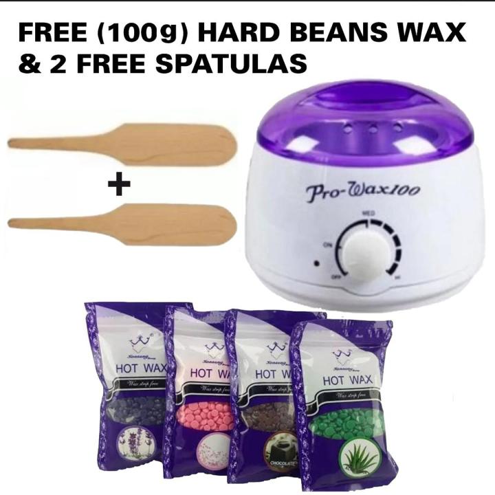 Pack o 3 Original Hot Wax Heater of Best High-Quality Guaranteed Warmer Machine Pro Wax 100 Wax Machine 100 grams hard wax beans and free wooden spatula For Hair Removal