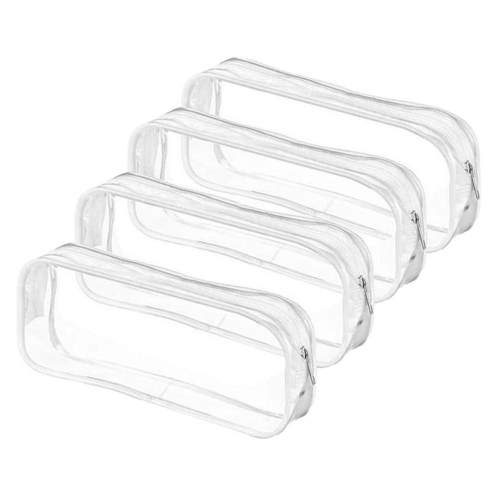 4 PCs clear pencil case big capacity transparent Pen pencil bag PVC Pen pencil zipper pouches