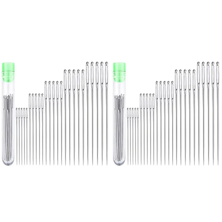 50 Large Eye Stitching Needles - 5 Sizes Big Eye Hand Sewing Needles in ...