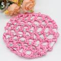 Women Bun Cover Hair Net Ballet Dance Skating Rhinestone Crochet Snood. 