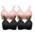 Pack of four pure cotton stuff bra brazzers skin and black color. 