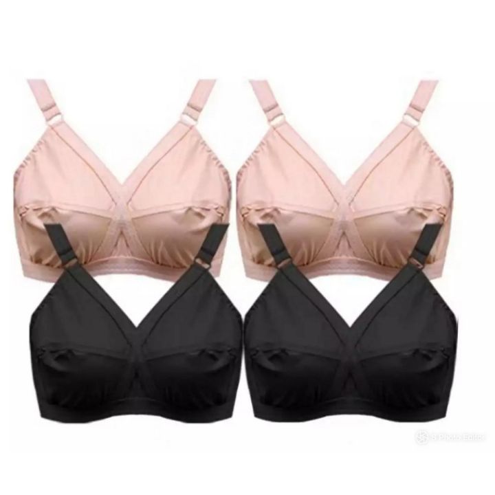 Pack of four pure cotton stuff bra brazzers skin and black color
